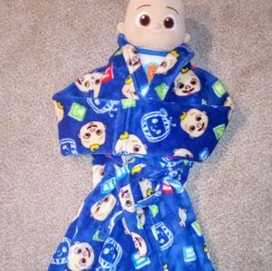 Toddler Boy Girl Cocomelon Blue Plush Bathrobe